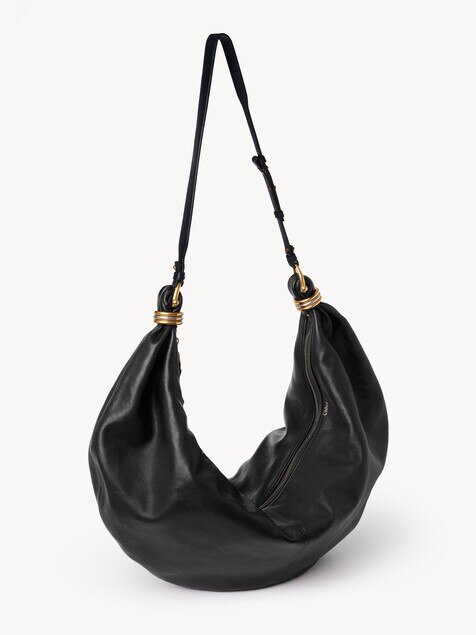 Large Bracelet Hobo bag in grained leather