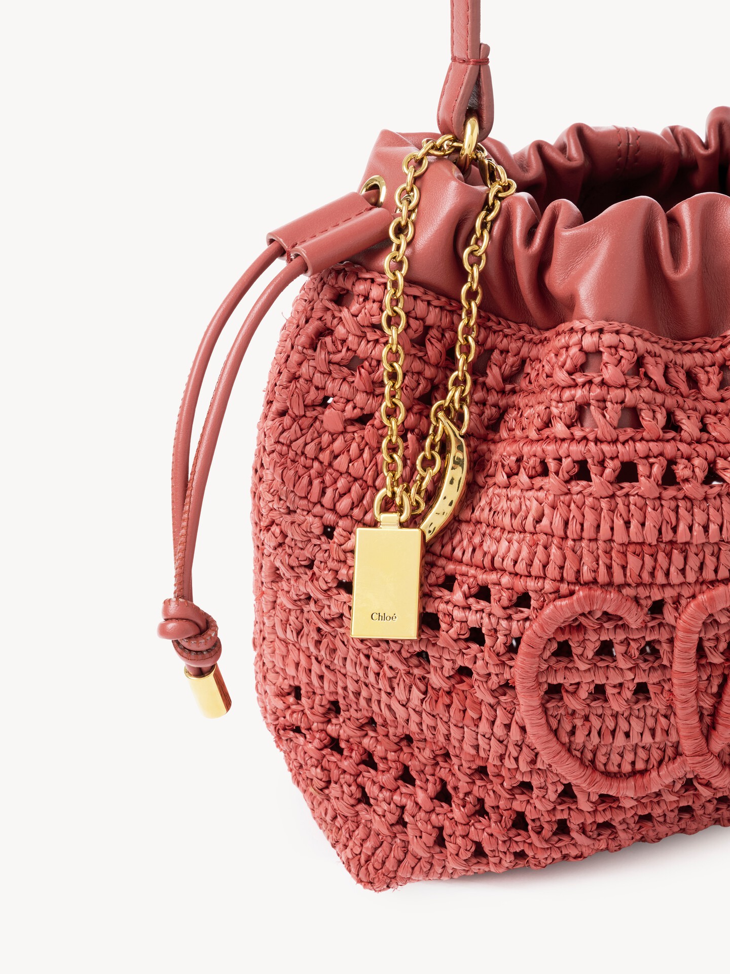 Mini Summer Banana drawstring shoulder bag in raffia - 6.0