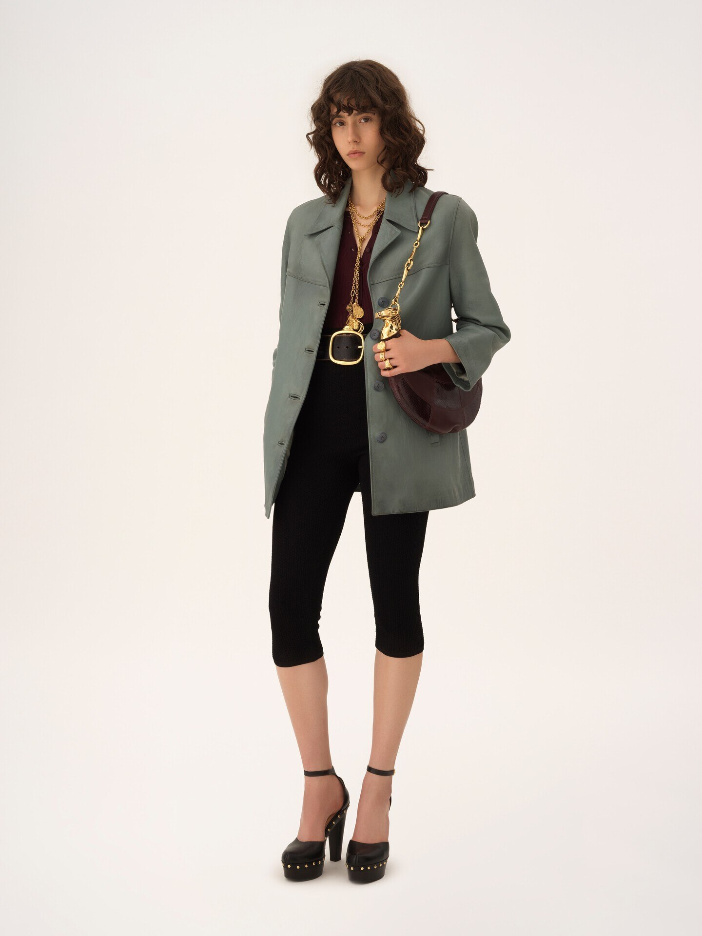 Single-breasted long jacket in leather - 3