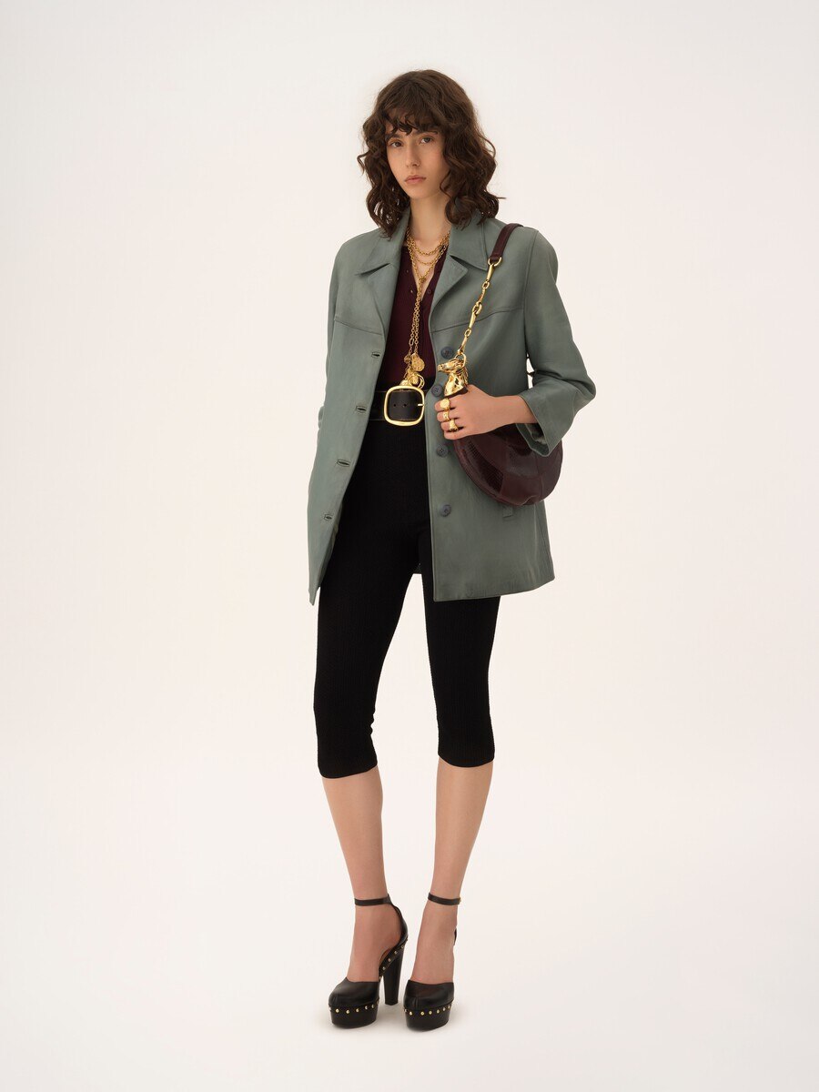 Single-breasted long jacket in leather - 3