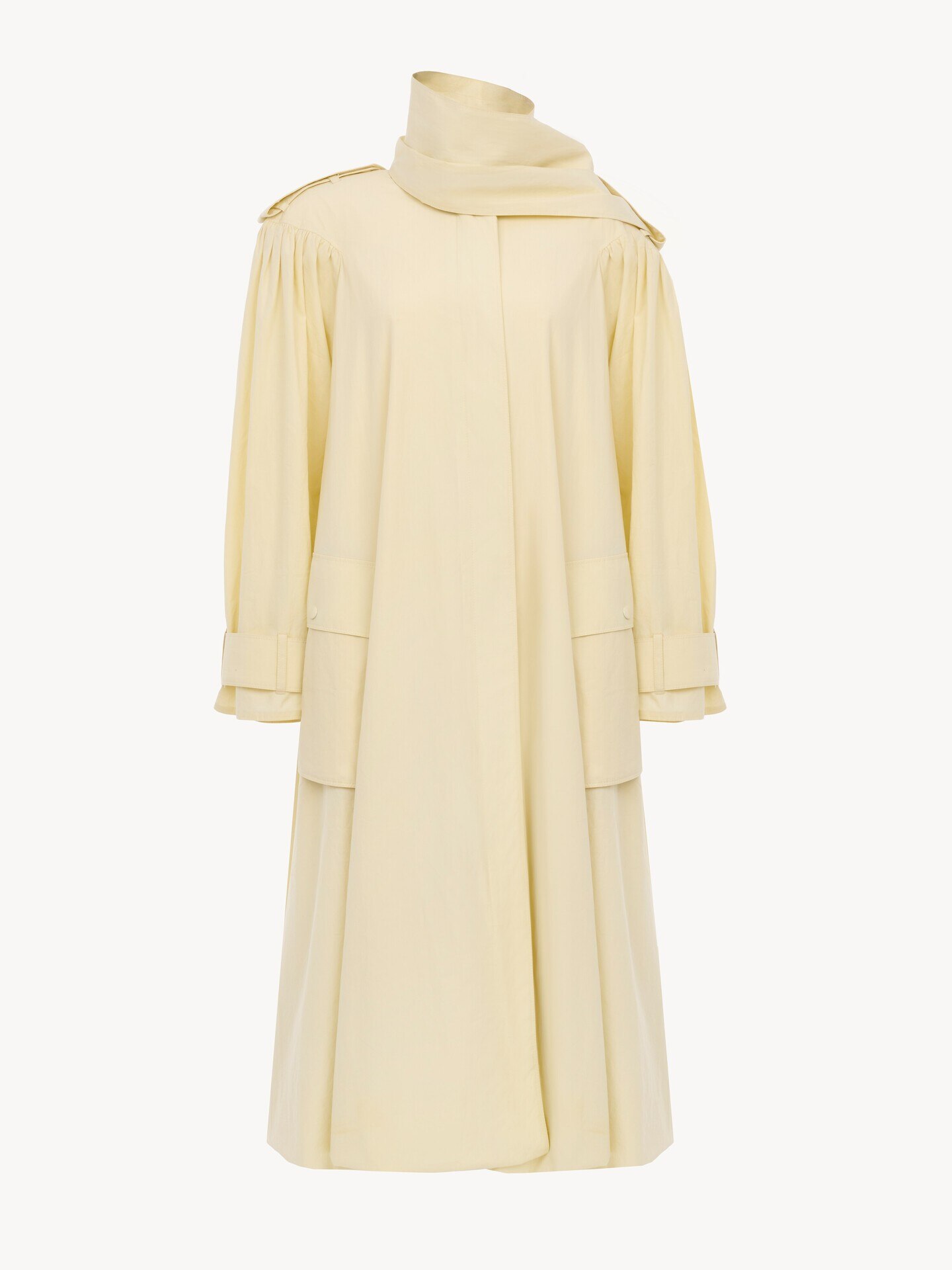 High-neck scarf trench coat in cotton poplin - 2.0
