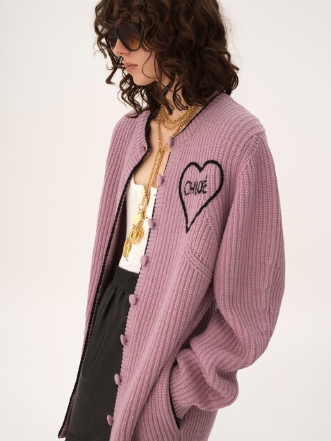 Generous logo cardigan in a wool & cashmere knit