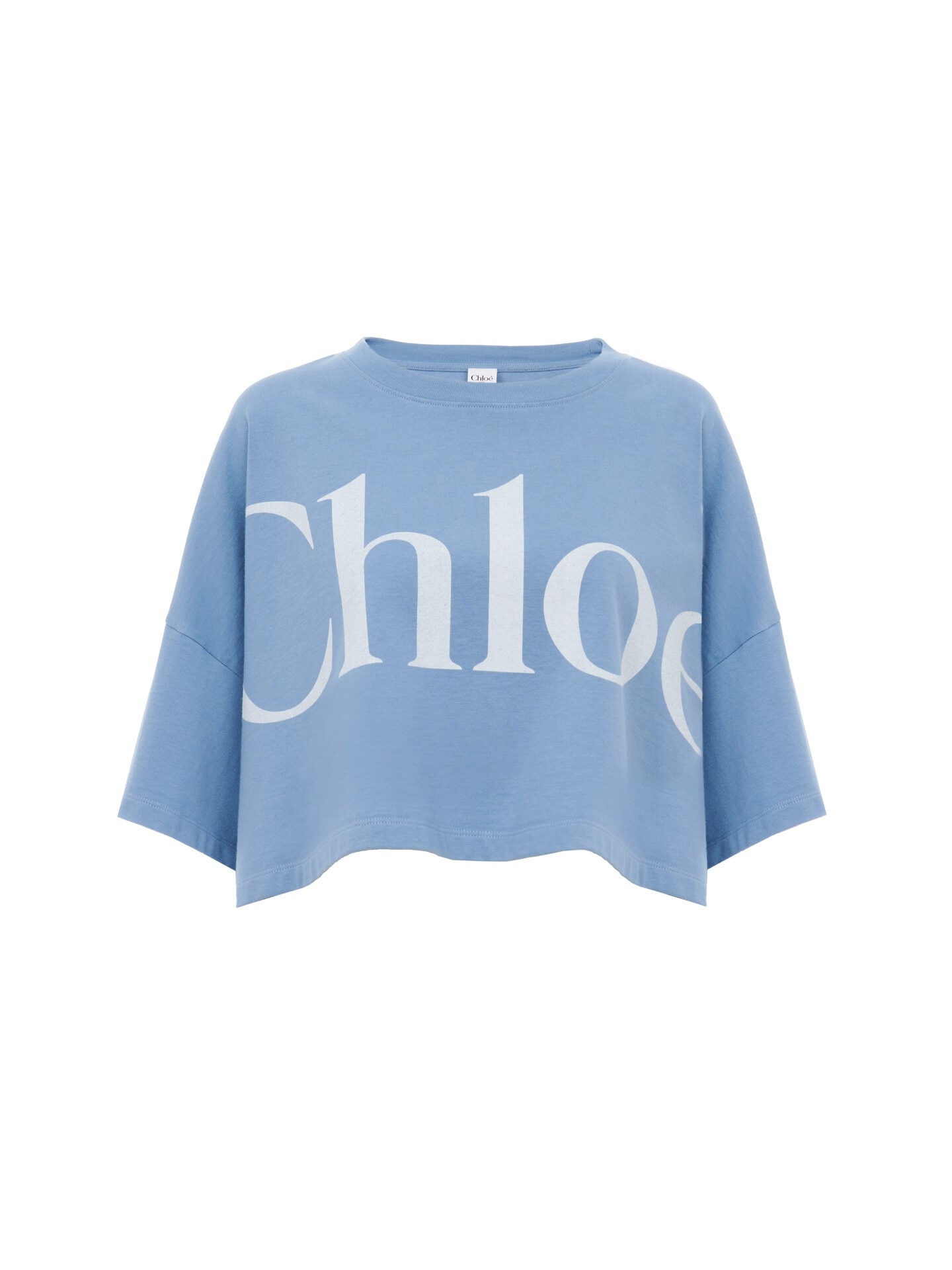 コットンジャージー製クロップドボクシー ロゴ Tシャツ 青 - Chloé