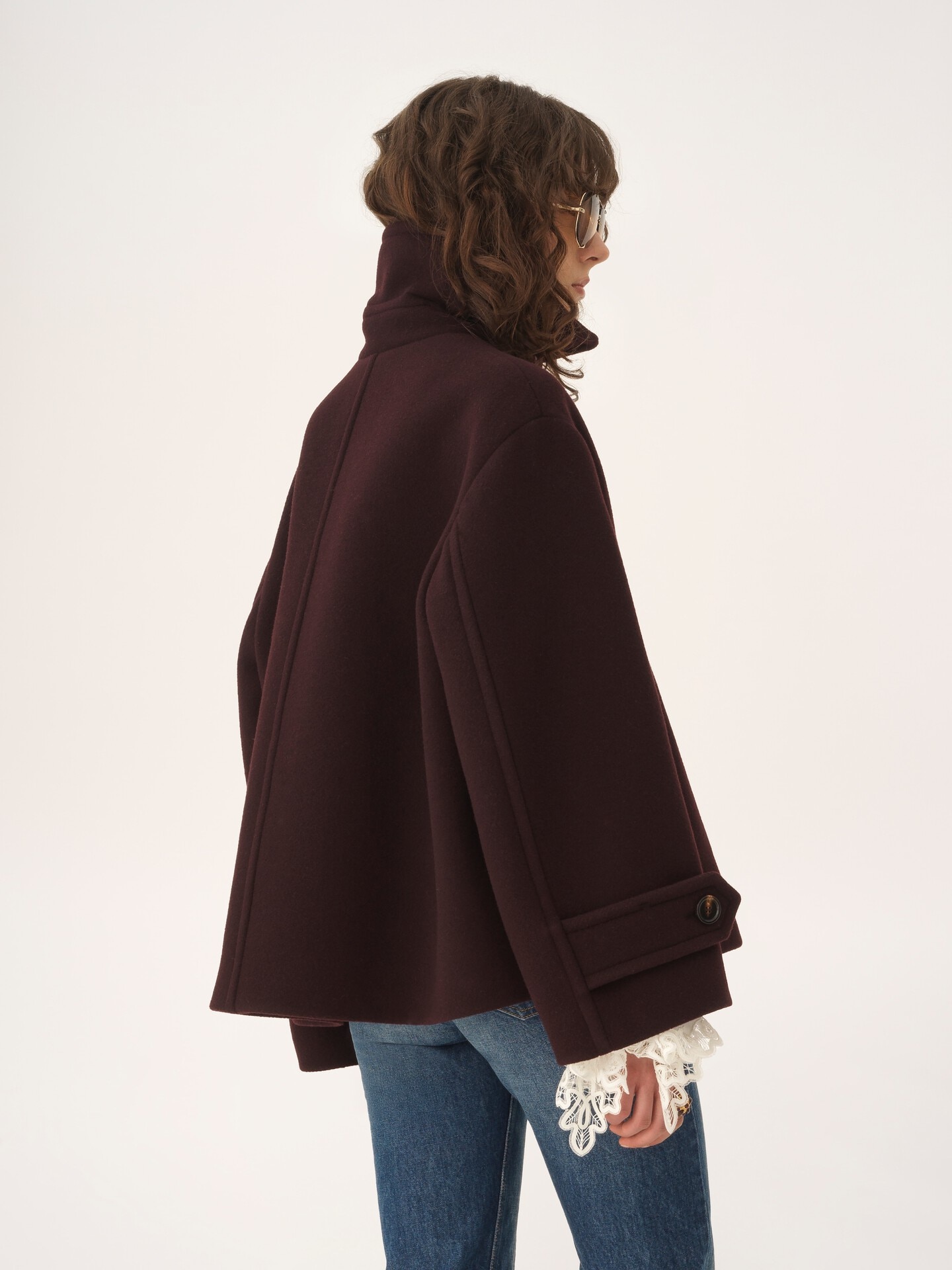 Oversized short coat in wool - 5