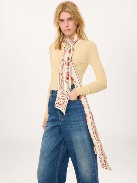 Pa&ntilde;uelo bandeau Chlo&eacute; Folk de crep&eacute; de seda