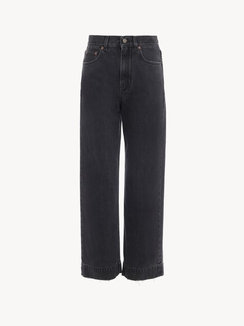 Vaqueros cropped de talle alto y tejido vaquero