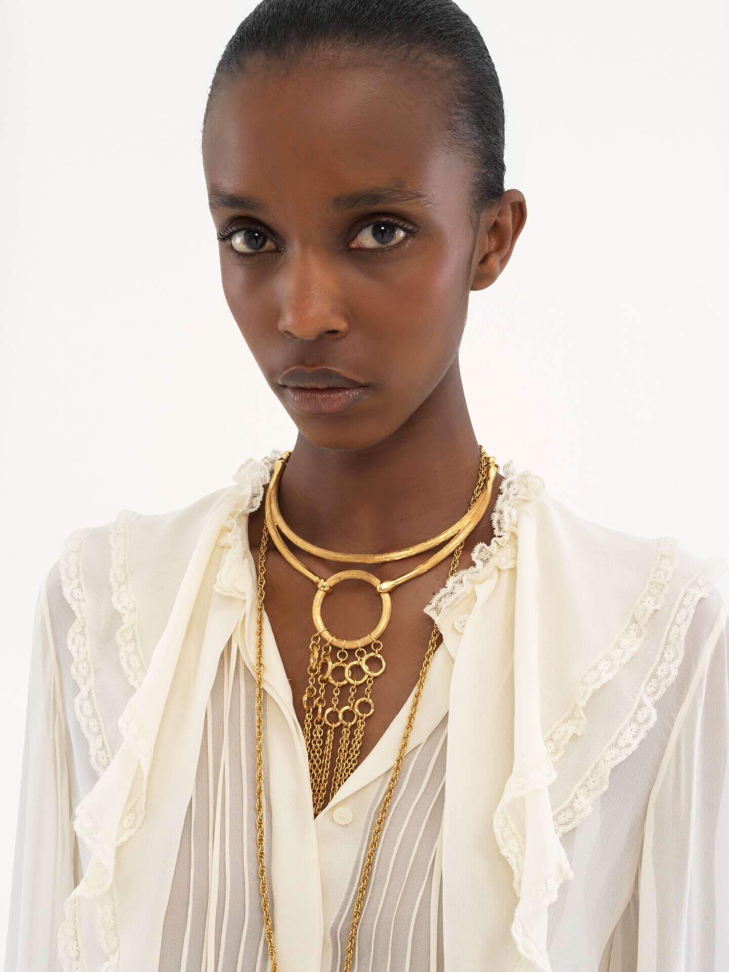 Blusa con volantes de georgette de seda - 6