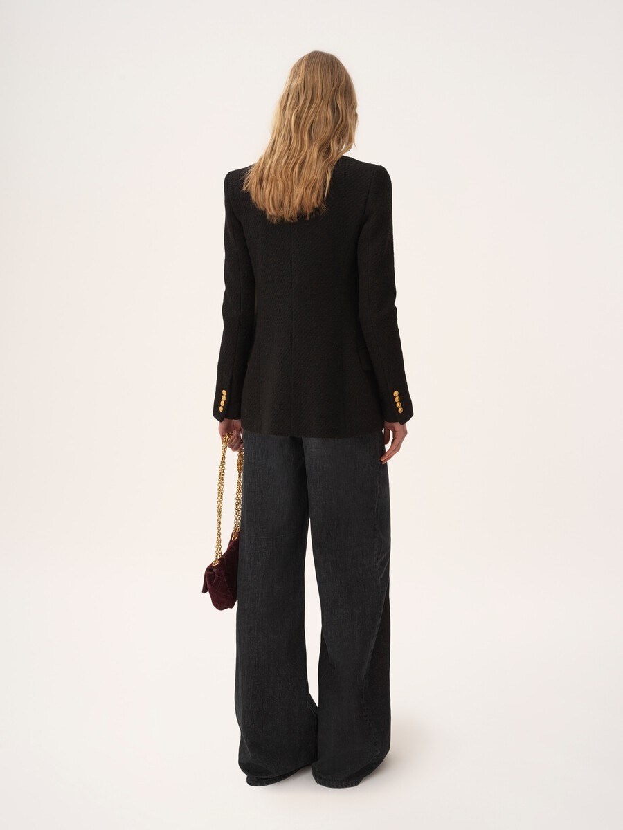 Zweireihige taillierte Jacke aus Wollbouclette - 7
