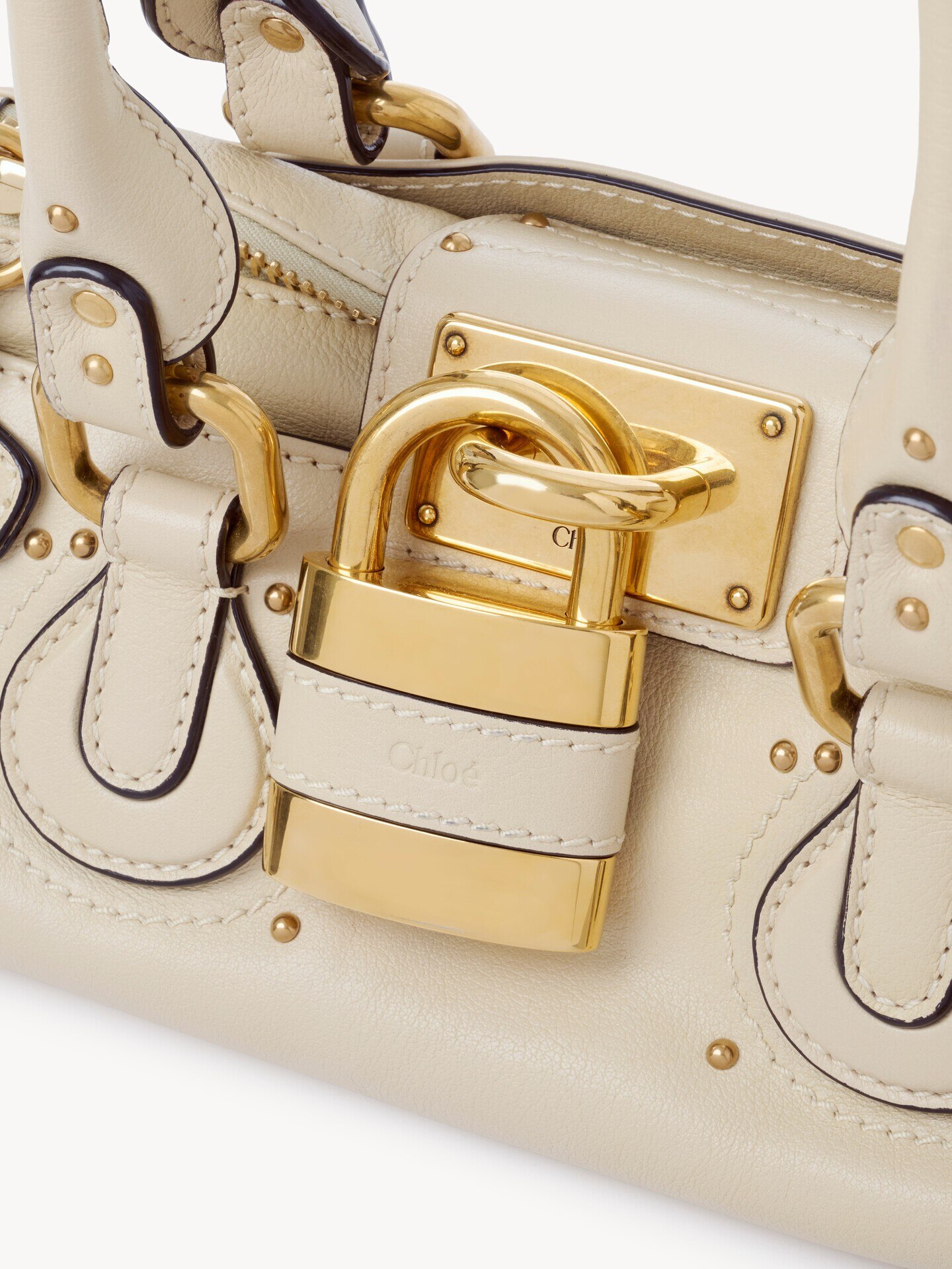 Small Paddington bag in grained leather White - Chloé