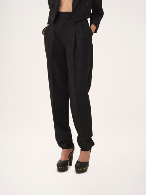 High-rise wide-leg trousers in wool