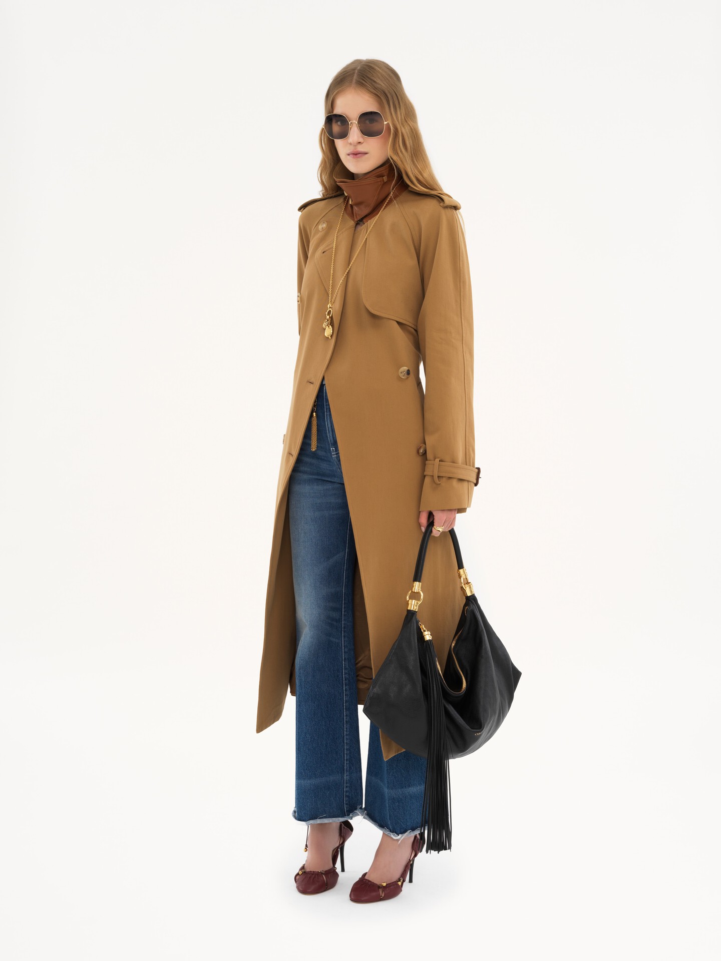 Sac hobo Chloé Foulard en cuir grainé - 8