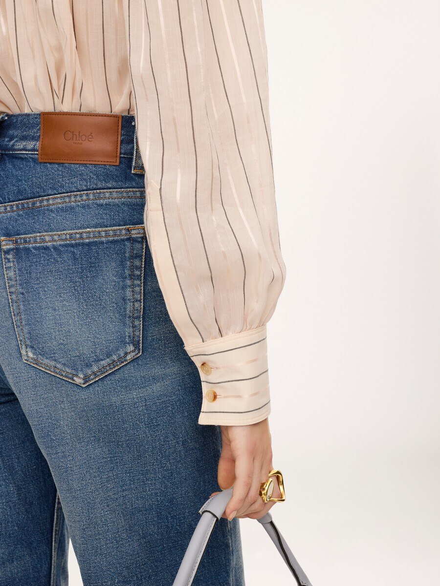 Gathered blouse in cotton & silk poplin - 8