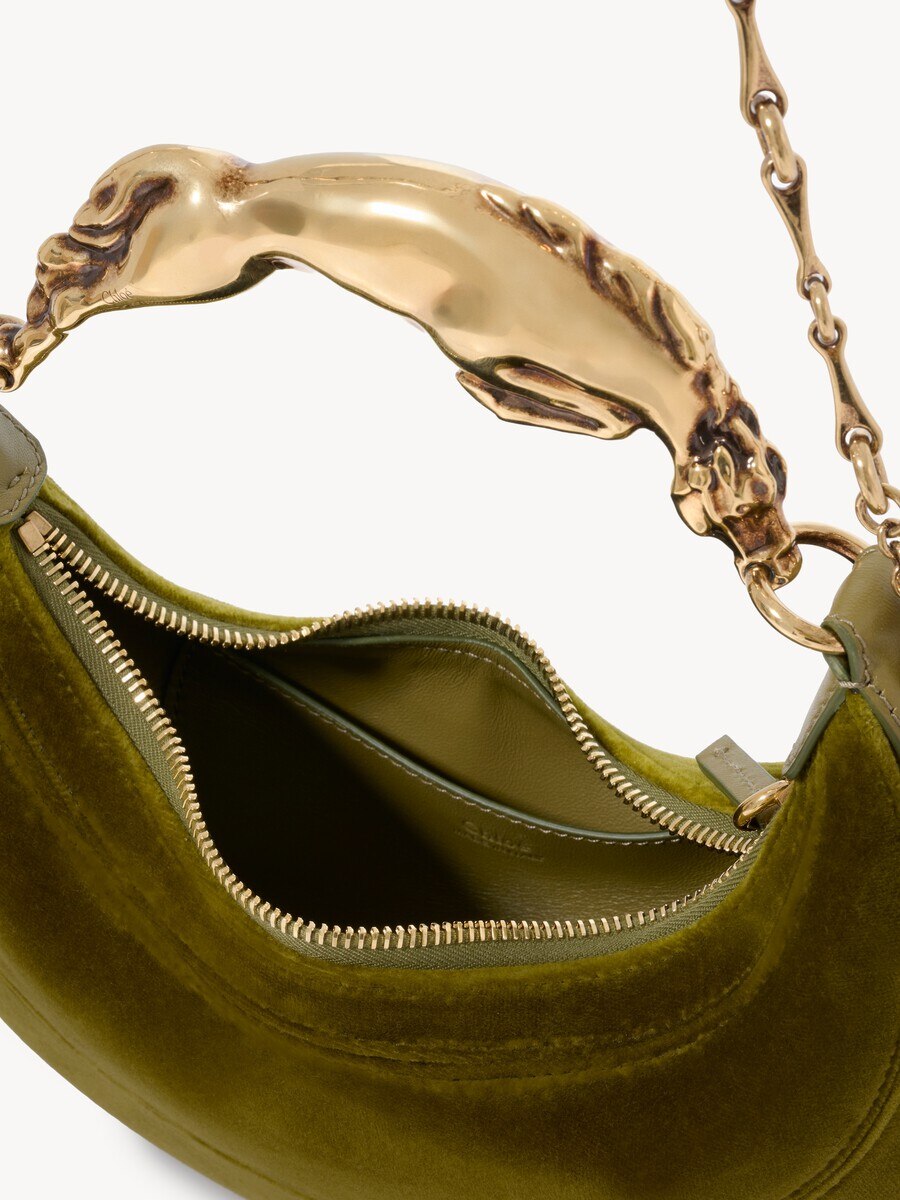 Small Chain Horse shoulder bag in velvet - 7