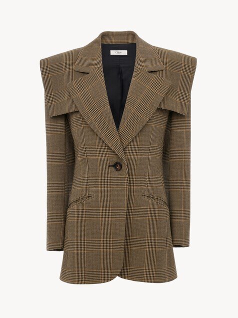 Single-breasted tailored jacket in Prince of Wales wool