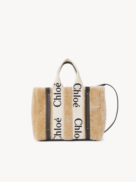 Small Woody tote bag in shearling