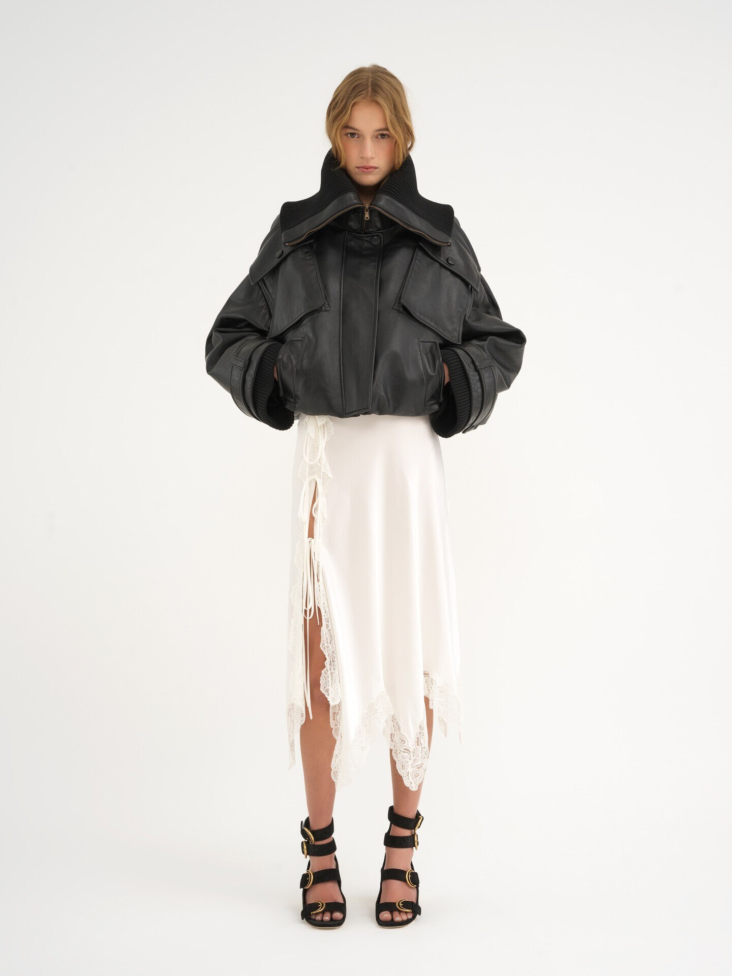 Short bomber jacket in soft leather - 3