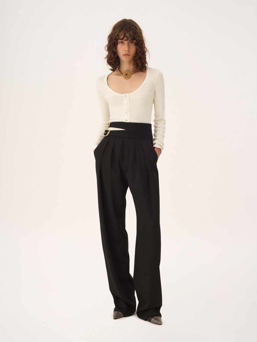 Camicia Henley con scollo profondo in jersey di cotone - 3