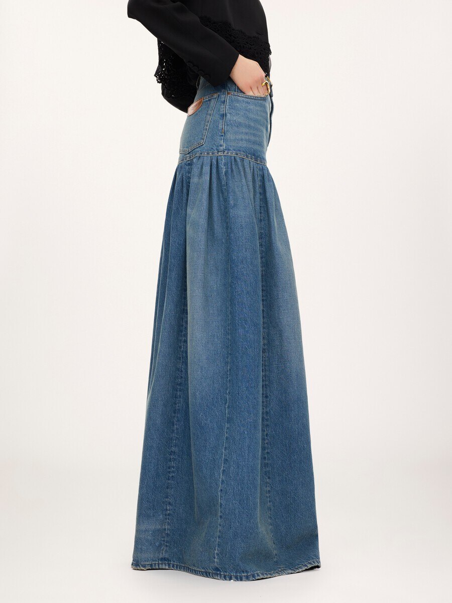 High-rise balloon jeans in denim - 8