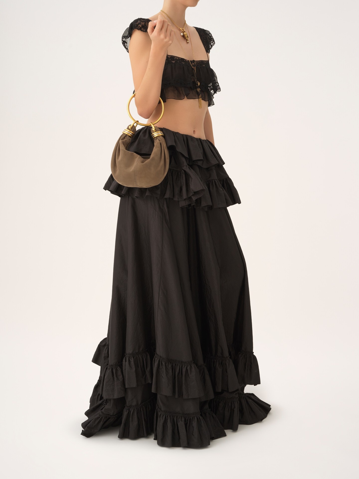 Mini Bracelet Hobo bag in suede leather - 10