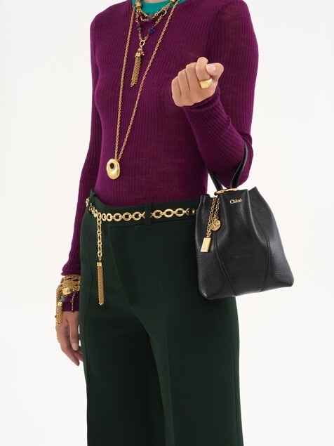 Bolso tote peque&ntilde;o Chlo&eacute; Spin de cuero granulado