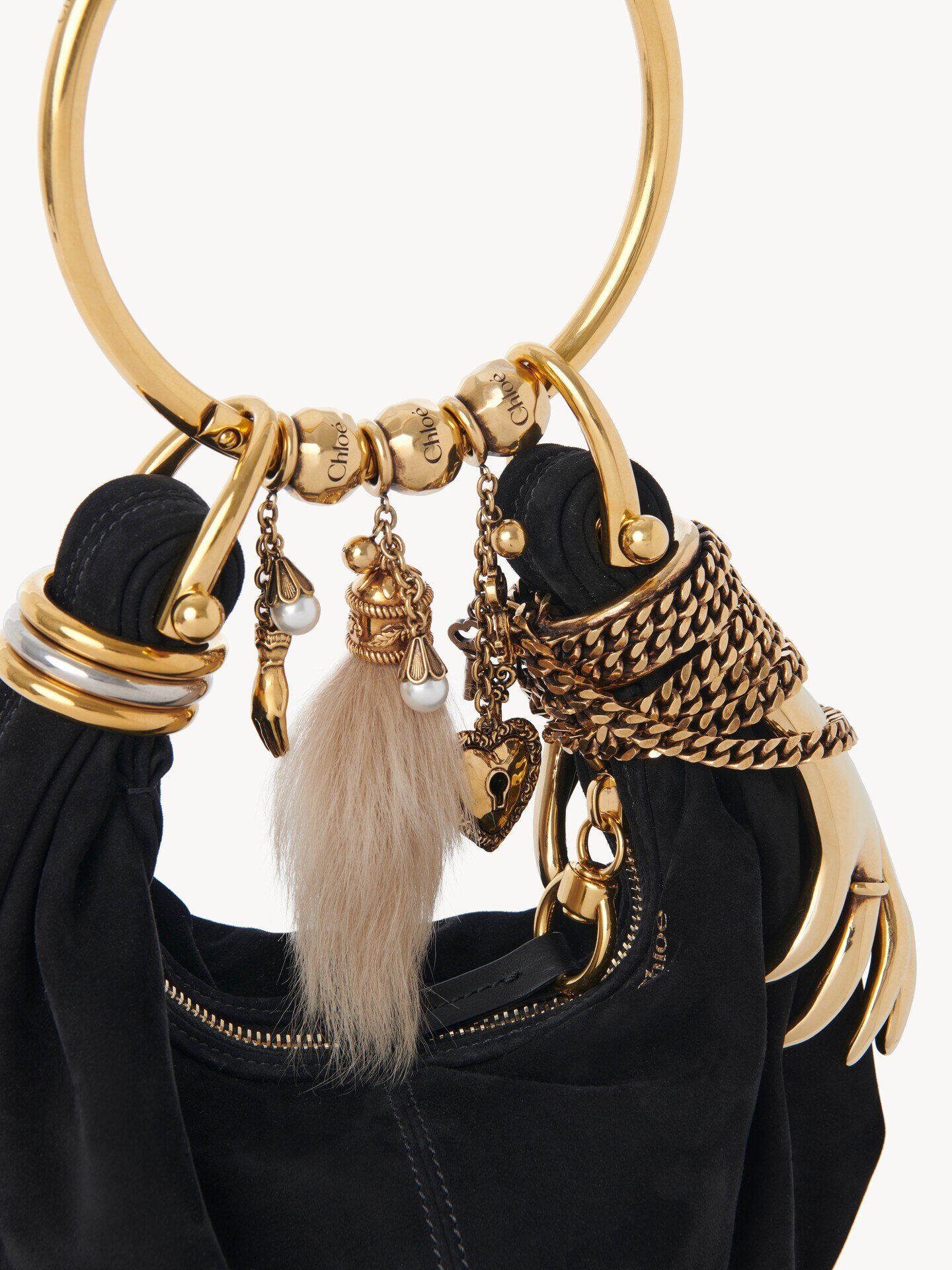 Mini Bracelet Hobo bag in suede leather - 8.0
