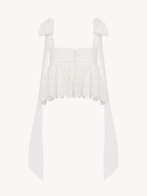 Tie-strap cropped top in soft cotton