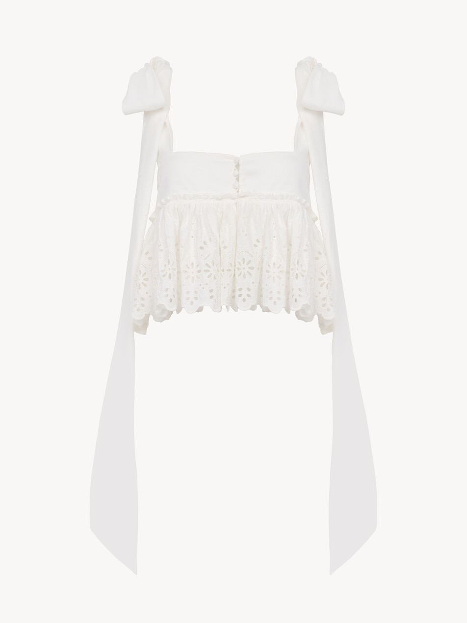 Tie-strap cropped top in soft cotton - Packshot