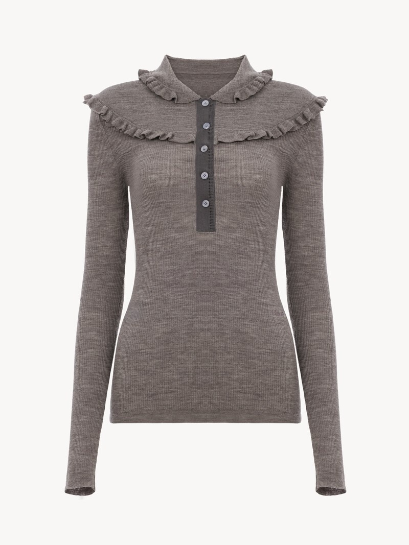 Fitted Henley shirt in a superfine wool knit by Chloé