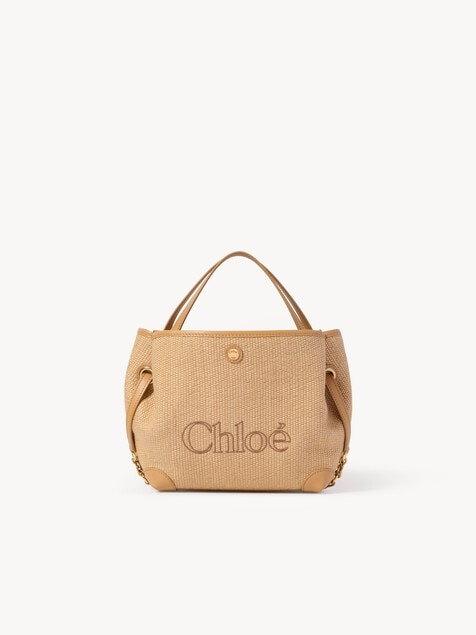Small Chlo&eacute; Clover double carry bag in raffia-effect fibers