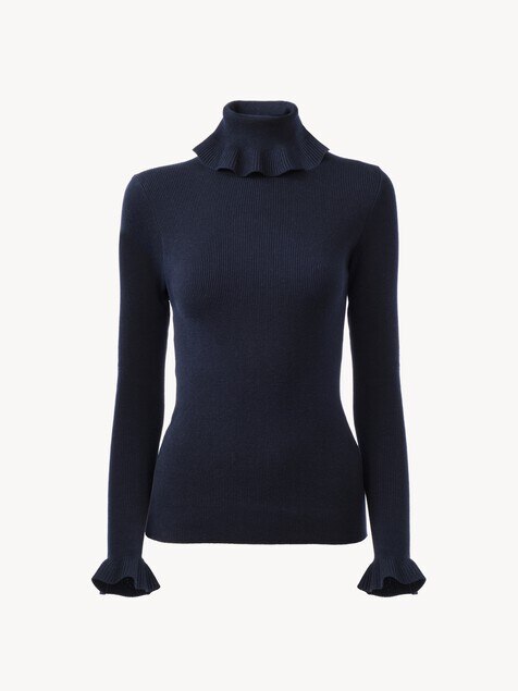 Fitted turtleneck sweater in a cotton & wool knit