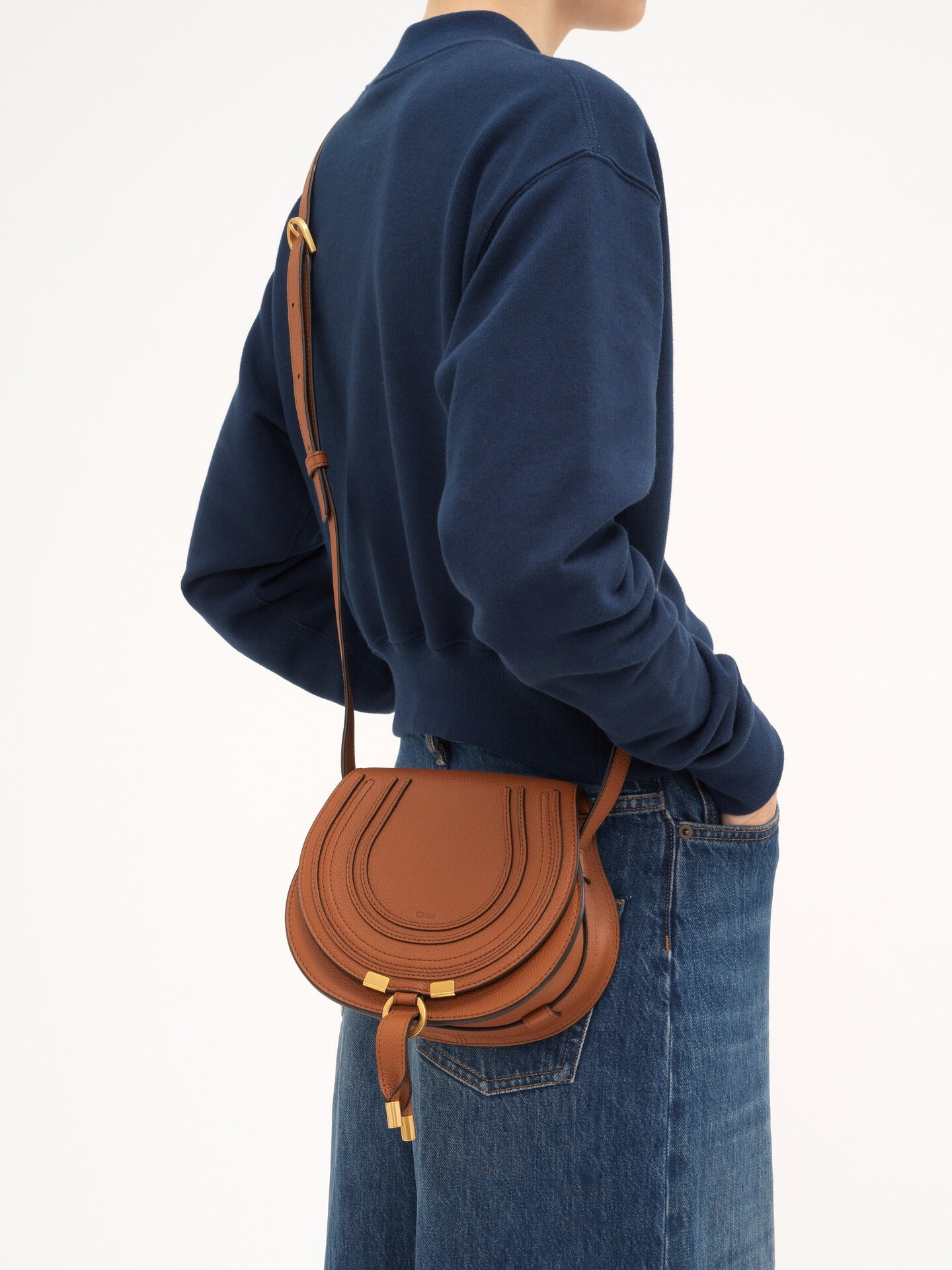 Petit sac port&eacute; &eacute;paule Marcie en cuir grain&eacute; - 3