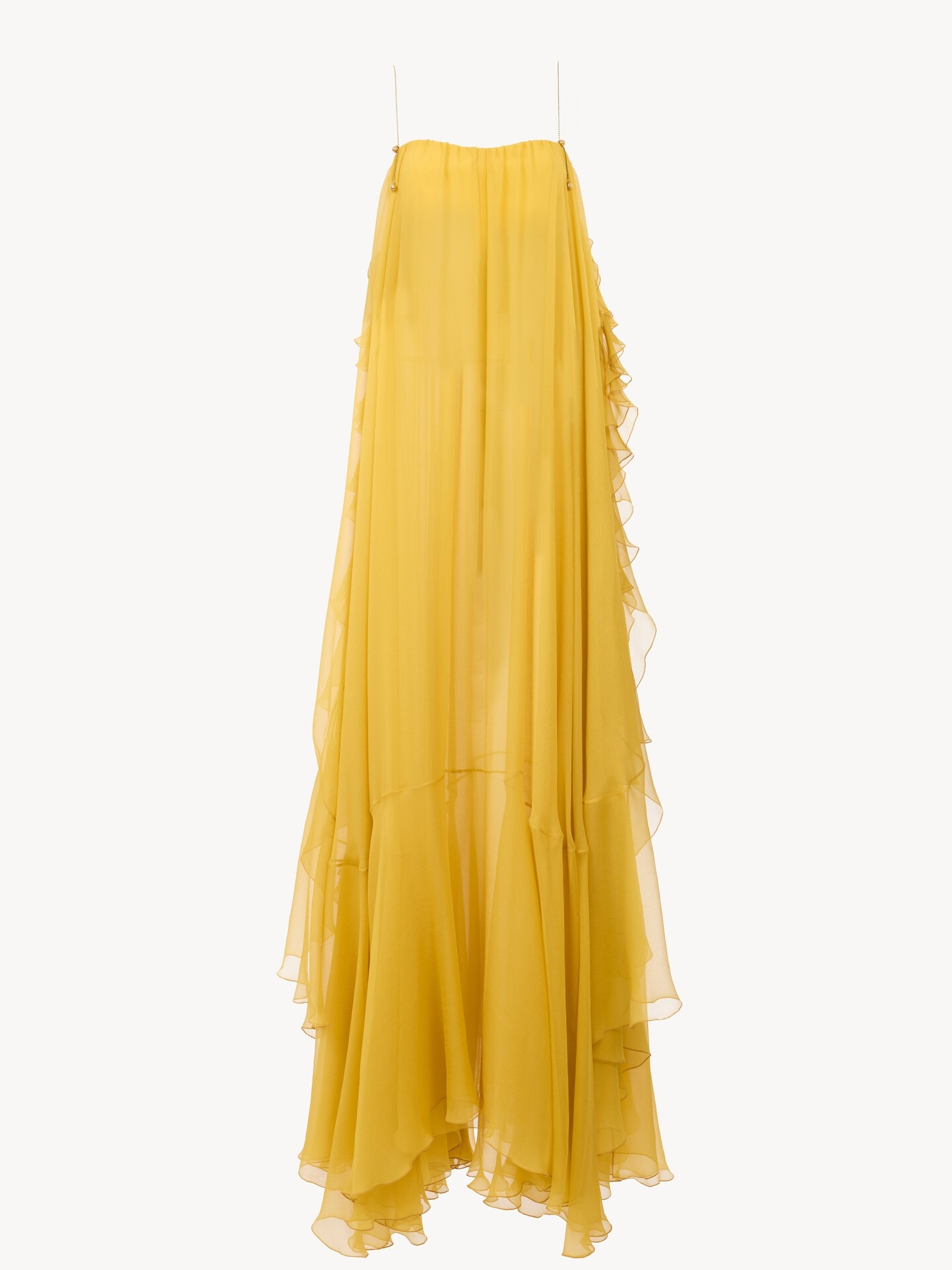 Sleeveless long dress in silk mousseline - 2