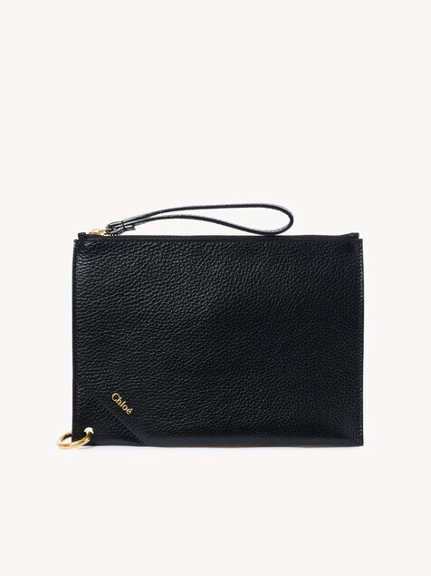 Pochette zipp&eacute;e Chlo&eacute; Spin en cuir grain&eacute;