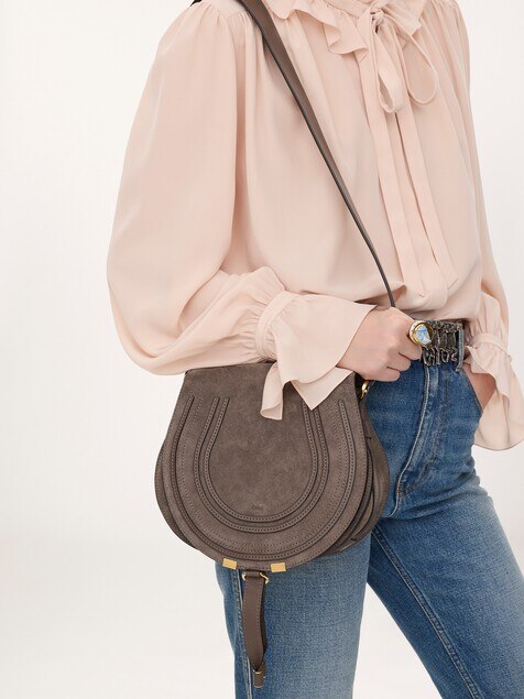 Marcie saddle bag in suede leather