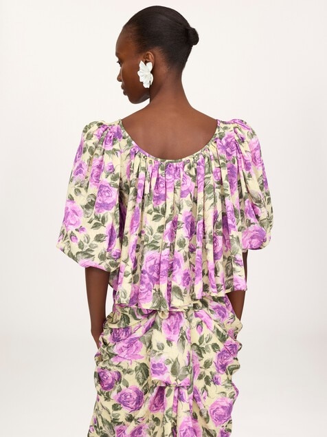 Knee-length wrap skirt in silk