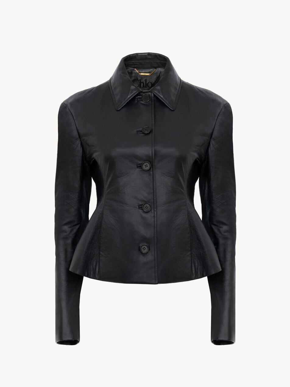Veste blazer ajust&eacute;e en cuir