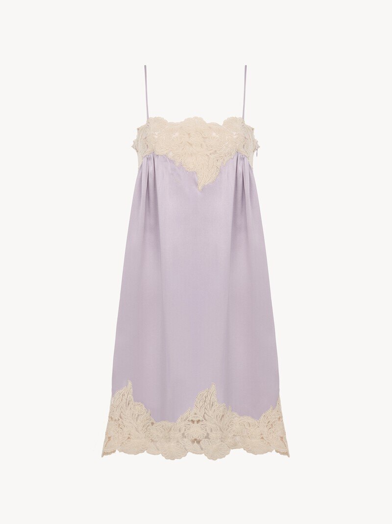 Thin-strap mini dress in washed silk satin by Chloé