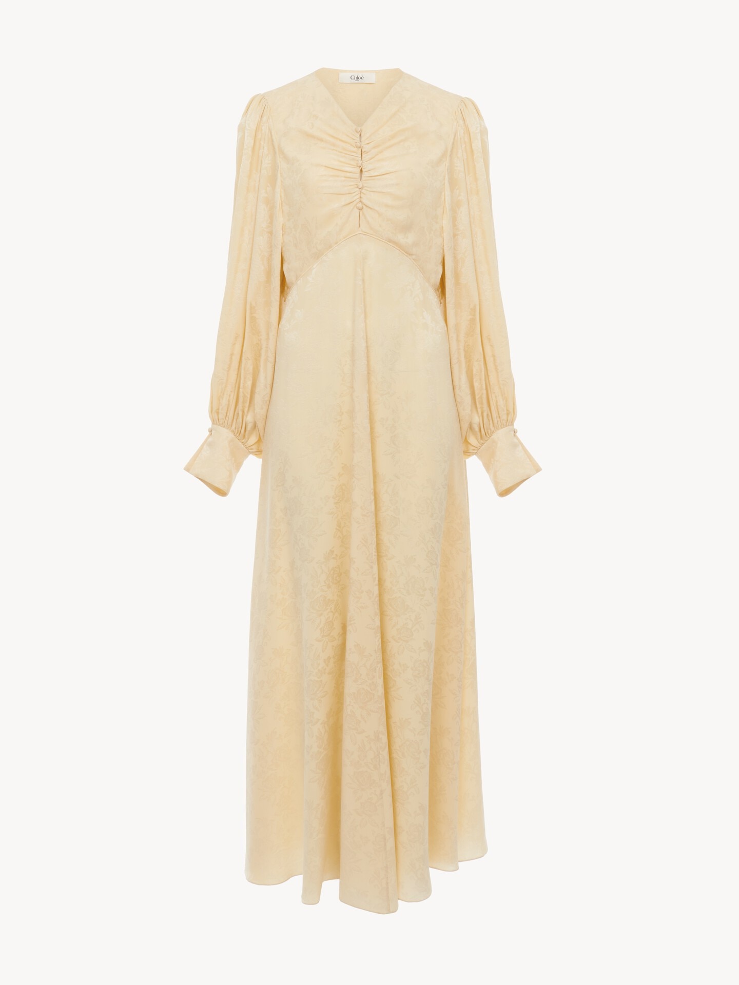 Ruched long dress in silk jacquard - 2