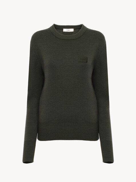 Pullover mit Logo aus Merinowollstrick