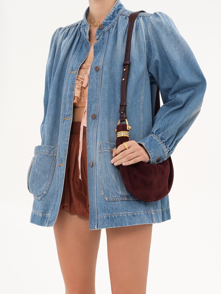 Mini sac hobo Bracelet bag en cuir velours - 11