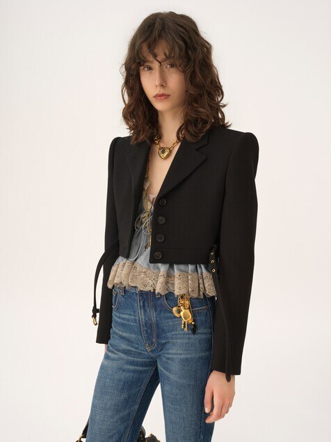 Veste spencer courte en cr&ecirc;pe de laine