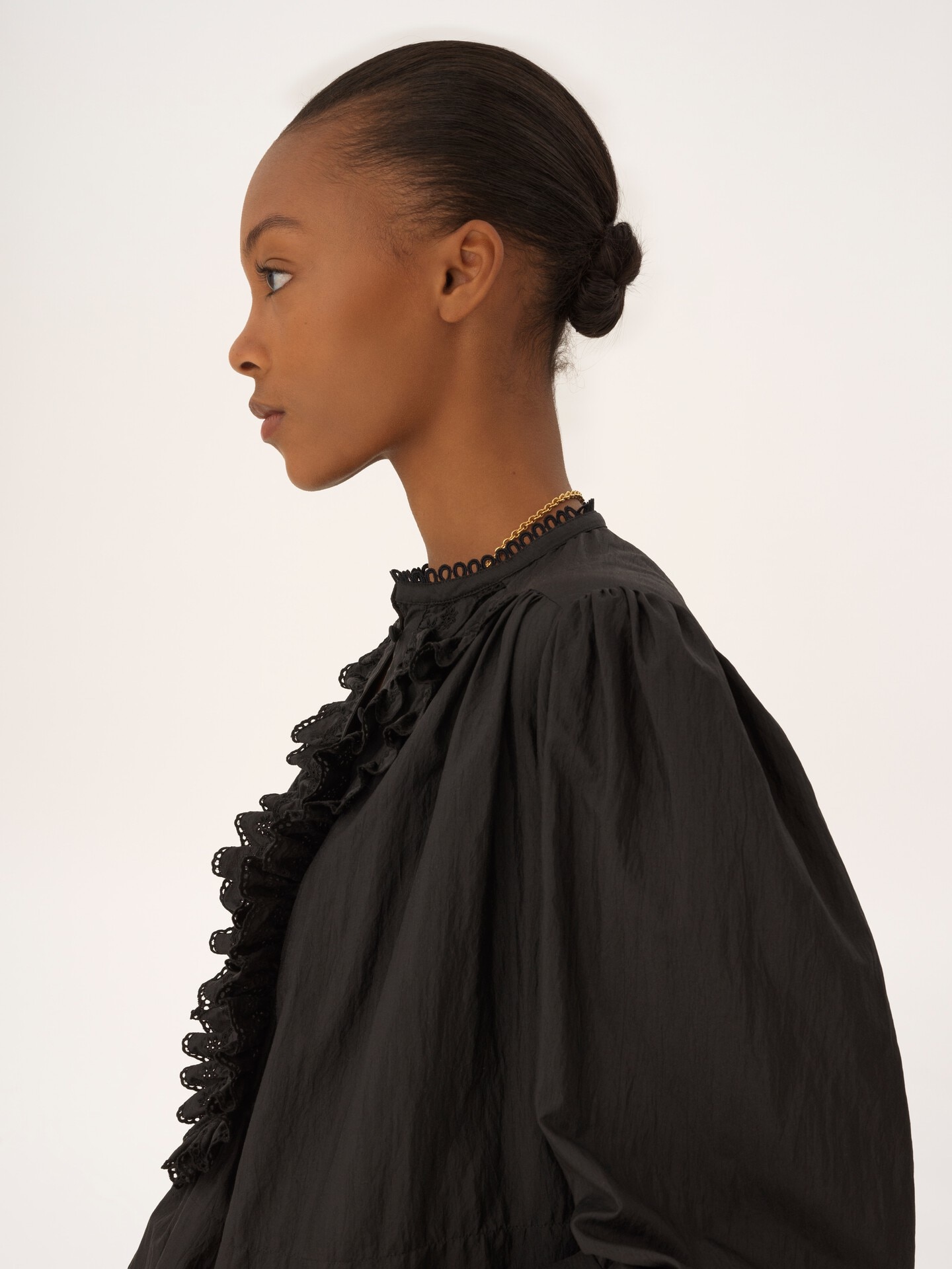 Gathered ruffle top in technical taffeta - 6