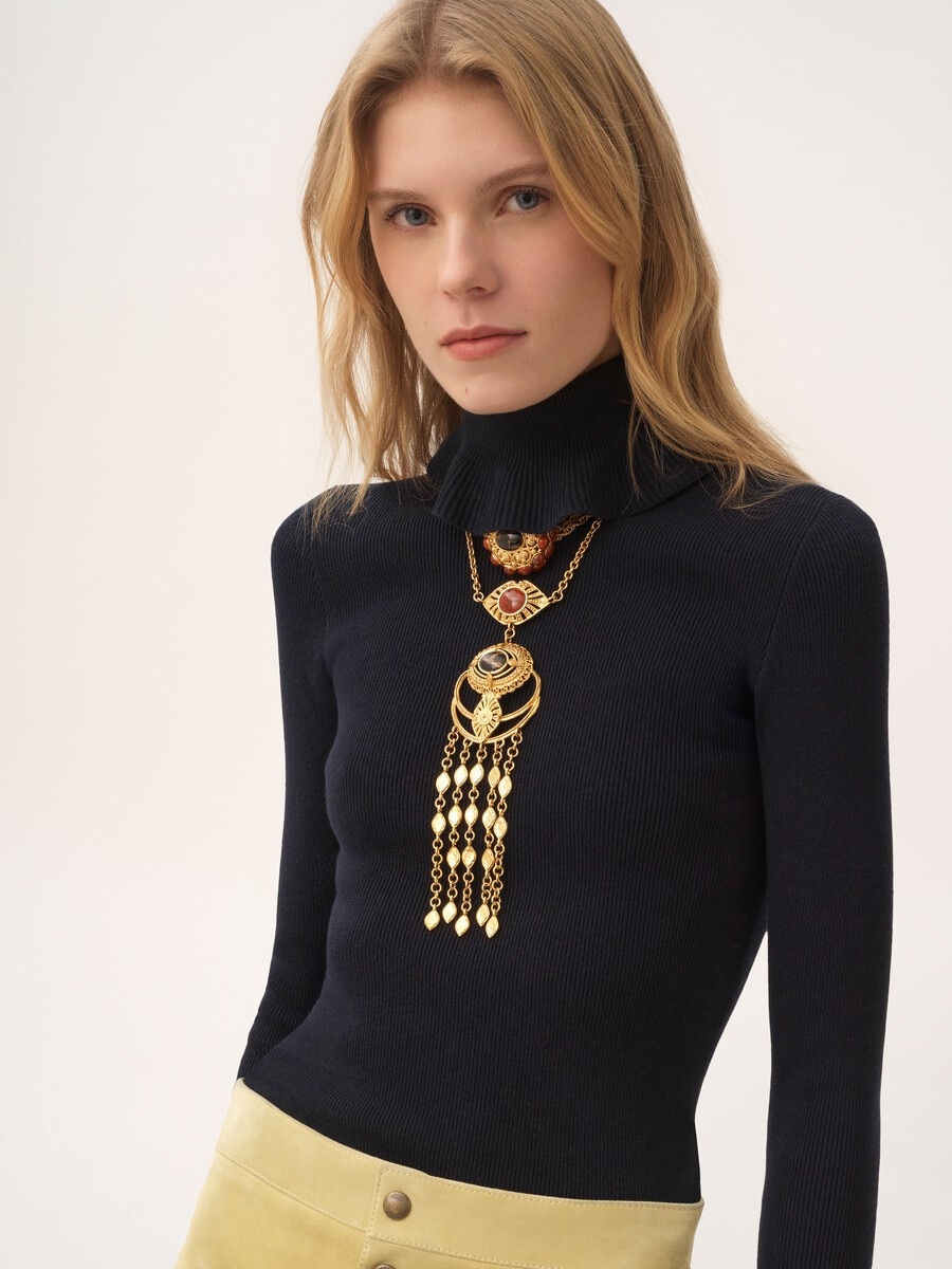 Fitted turtleneck sweater in a cotton & wool knit - 4
