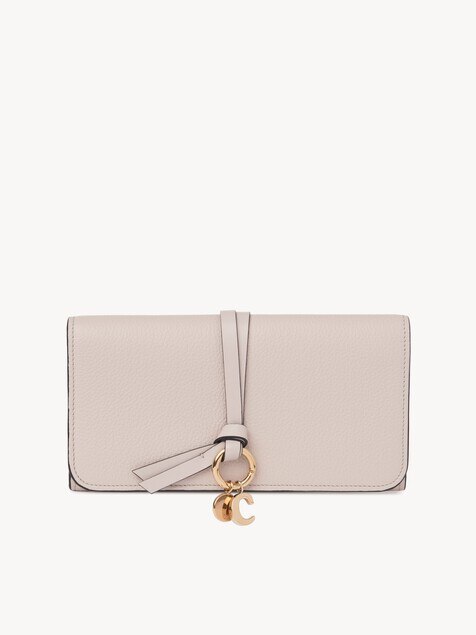 Alphabet wallet with flap in grained leather
