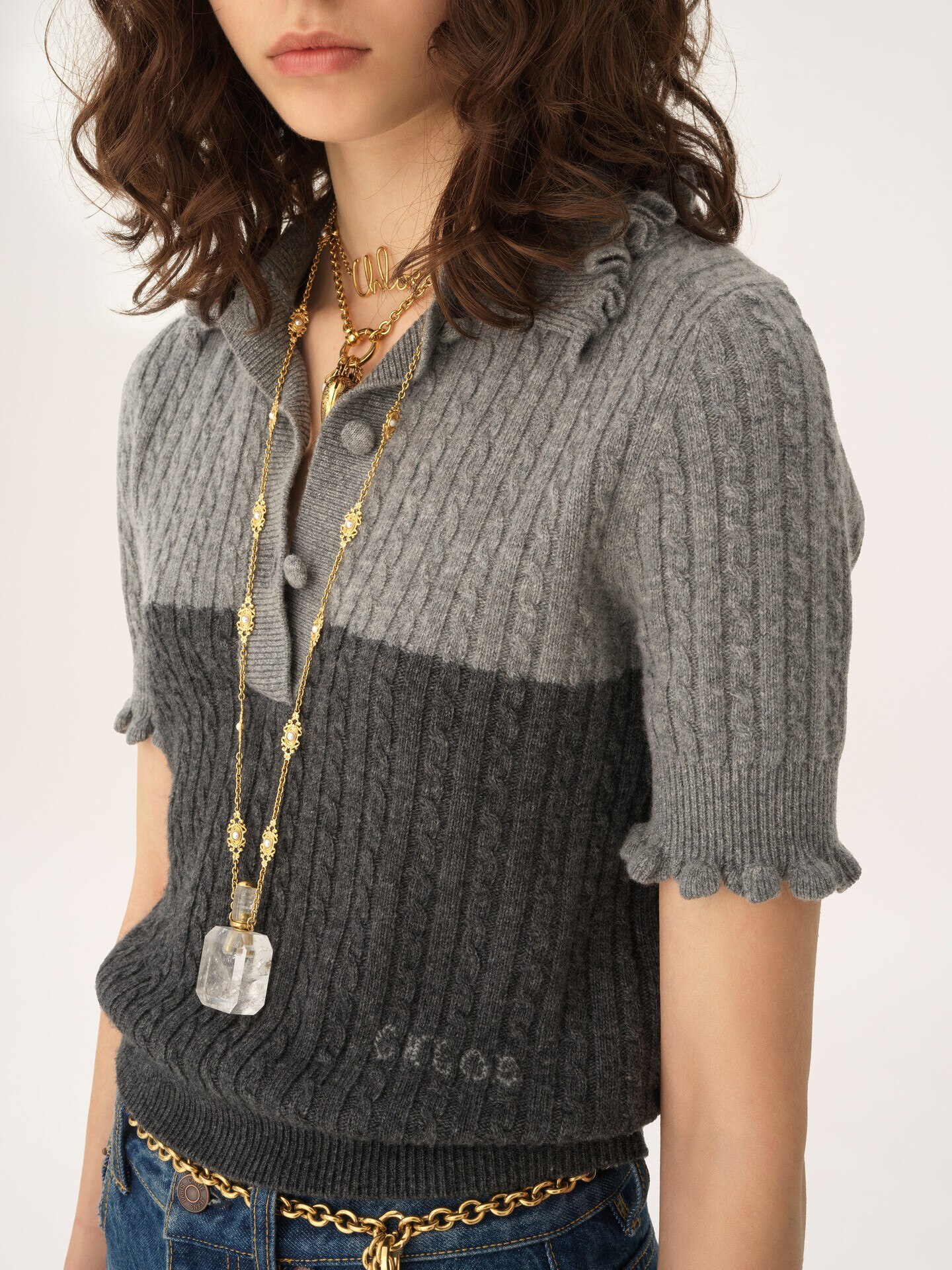 Short-sleeve polo sweater in a wool & cashmere knit - 6