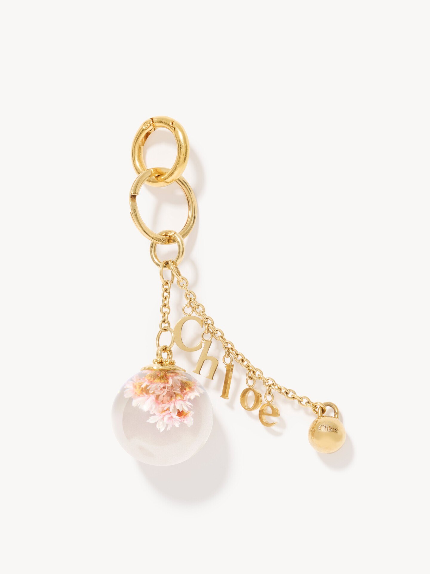 Chlo&eacute; Symbols Resin Flowers & Logo key ring bag charm in brass - 1.0