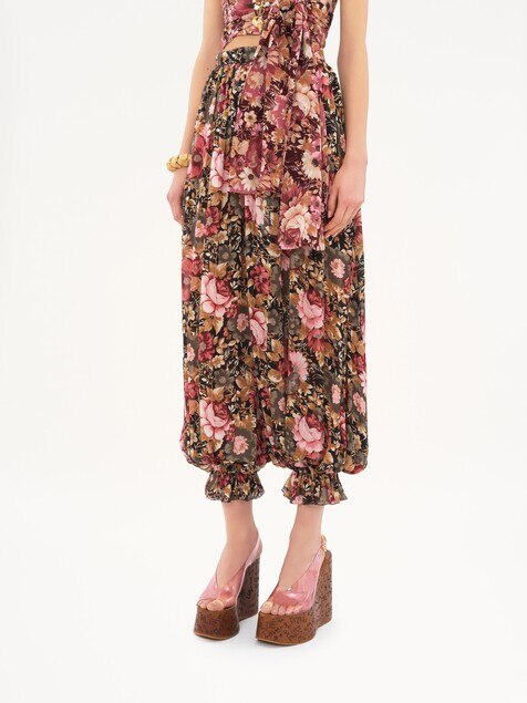 Fluid pleated pants in silk charmeuse