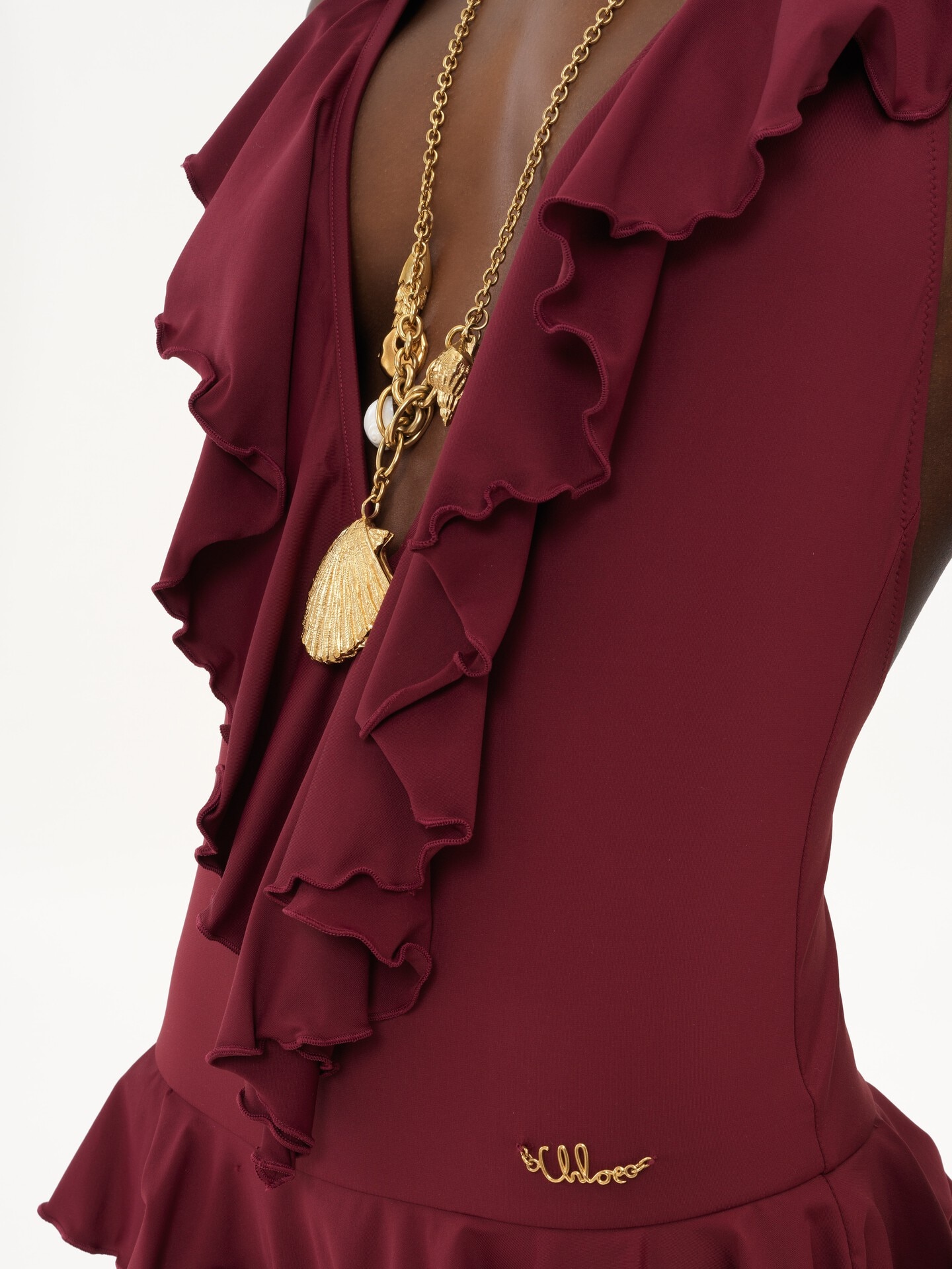 Ruffled V-neck one-piece swimsuit - 7