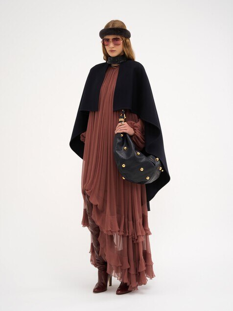 Robe oversize volant&eacute;e en mousseline de soie