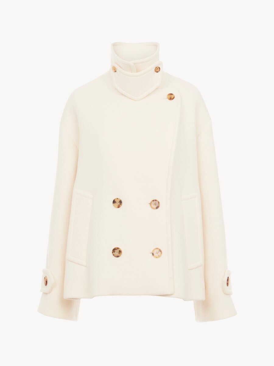 Oversized short coat in wool - 1